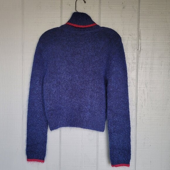 Women's Fuzzy Mohair Blend Pom-pom Turtleneck Sweater. Size M - Picture 2 of 6